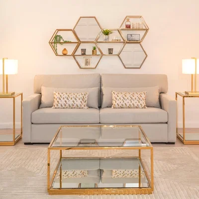 My Furniture Alveare Brass Wall Mirror