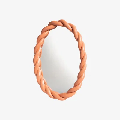 Made in Design Braid Wall mirror - / Oval - Polyresin / L 26 x H 35 cm by & klevering Pink