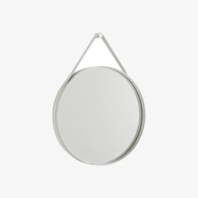 Made in Design Strap n°2 Wall mirror metal grey / Ø 50 cm - Fabric strap - Hay