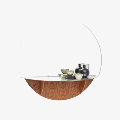 Made in Design Wall mirror Brame glass wood / Console - Folding tray - Ø 150 x D 47 cm - Mogg