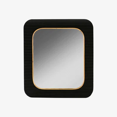 Made in Design Riviera Wall mirror - / 76 x 87 cm - Lacquered wood by Maison Sarah Lavoine Black/Natural wood