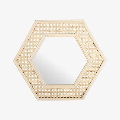 Made in Design Cannage hexagonale Wall mirror - / 37 x 33 cm by & klevering Beige/Natural wood