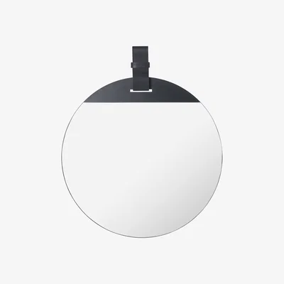 Made in Design Enter Wall mirror - / Ø 45 cm - Leather by Ferm Living Black