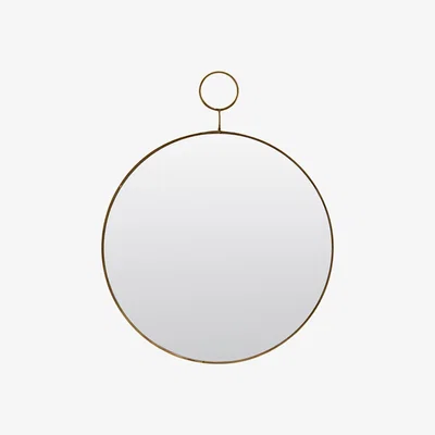 Made in Design The loop Wall mirror - / Brass - Ø 32 cm by House Doctor Gold/Mirror/Metal