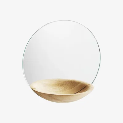 Made in Design Pocket Small Mirror - Ø 26 cm by Woud Natural wood