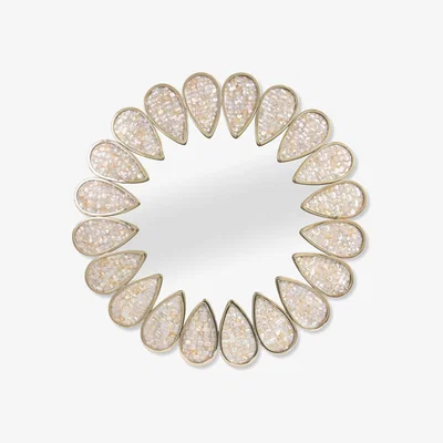 Made in Design Petal Wall mirror - / Mother-of-pearl mosaic -  Ø 81 cm by Jonathan Adler White/Gold