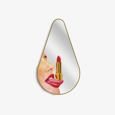 Made in Design Toiletpaper Pear Wall mirror - / Tongue - 45 x H 80.5 cm by Seletti Multicoloured/Gold
