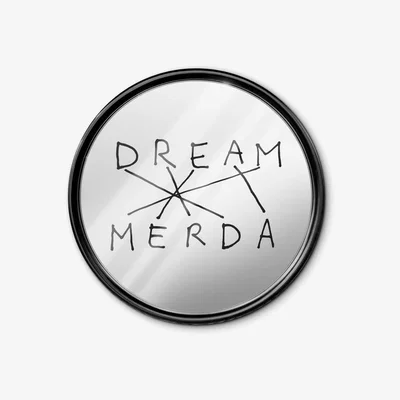 Made in Design Connection / Dream-Merda Wall mirror - - Ø 70 cm / Screen-printed glass by Seletti Black