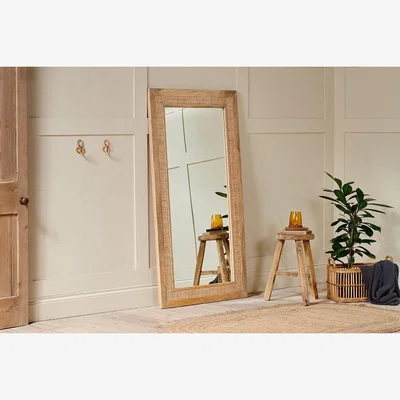 Nkuku Nkuku Auben Mango Wood And Cane Full Length Mirror | Mirrors Wall Art & Clocks | Natural