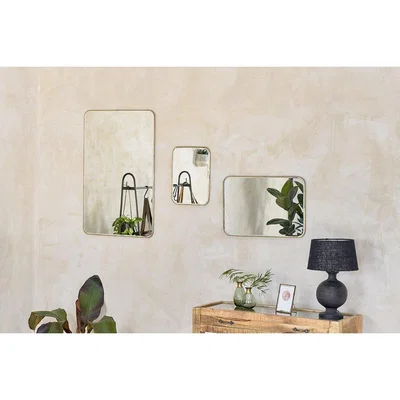 Nkuku Nkuku Balia Rounded Mirror | Mirrors | Gold | Medium 60.5 x 40 x 0.5 cm