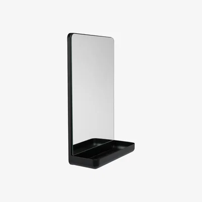Nordic Nest Design Letters Wall-mounted mirror with shelf Black