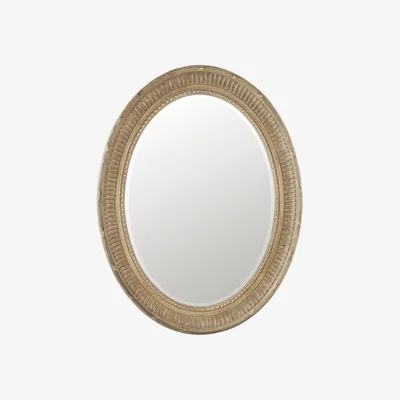 OKA OKA, Large Killarney Oval Wall Mirror - Taupe, Mirrors, Glass/Wood