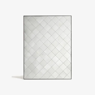 OKA OKA, Sedgwick Diamond Mirror - Antiqued Glass, Mirrors, Glass/Wood