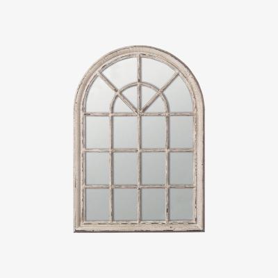 OKA Heligan Arched Window Wall Mirror - Distressed White
