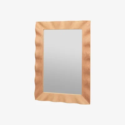 Olivia's Broste Copenhagen Rectangular Wavy Mirror in Natural Brown