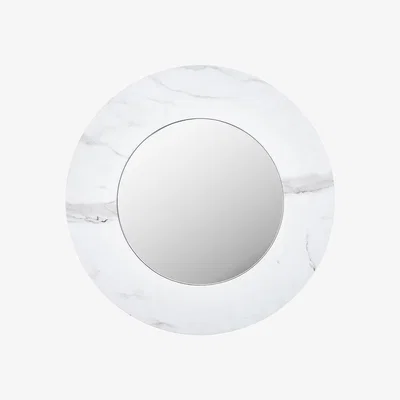 Olivia's Olivia's Marble Veneer Round Wall Mirror in White