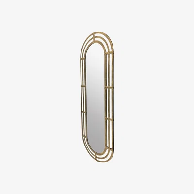 Olivia's Libra Lalique Oval Gold Metal Wall Mirror / Large