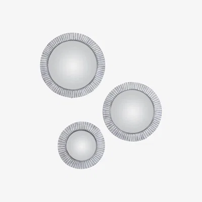 Olivia's Gallery Interiors Set of 3 Aurelia Convex Mirror Grey Wash