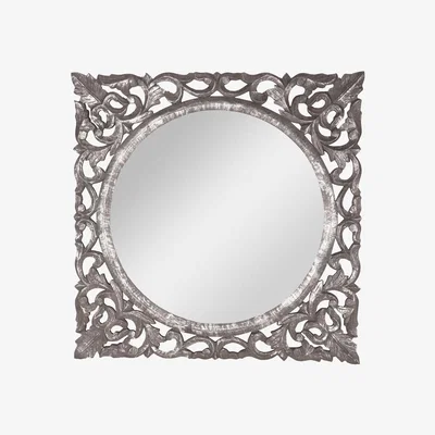 Olivia's Hill Interiors Large Hand Carved Metallic Wall Mirror