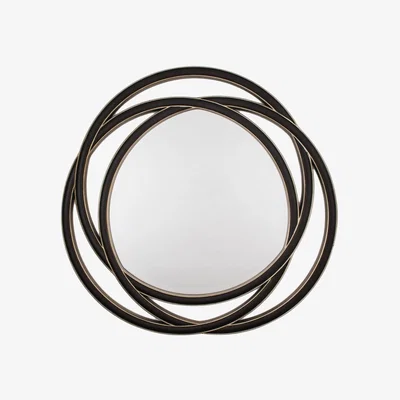 Olivia's RV Astley Dove Round Mirror In Walnut And Champagne Silver