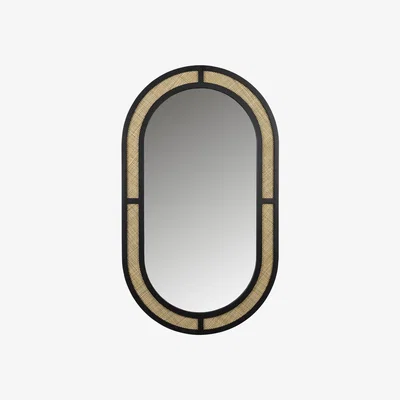 Olivia's Olivia's Nordic Living Collection Ada Oval Wall Mirror in Black & Beige