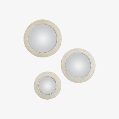 Olivia's Gallery Interiors Set of 3 Fosse Convex Mirror Distressed White