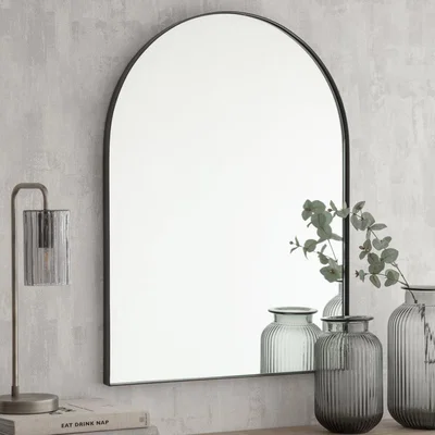 Olivia's Garden Trading Arched Mirror in Black Iron