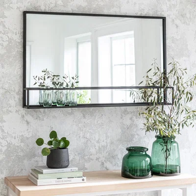 Olivia's Garden Trading Sapperton Mirror with Shelf in Black