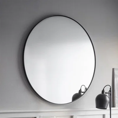 Olivia's Garden Trading Cherington Round Wall Mirror 80cm in Black & Steel