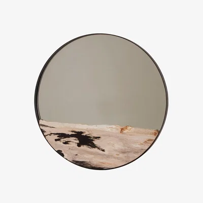 Olivia's Olivia's Raven Petrified Wood Small Round Mirror