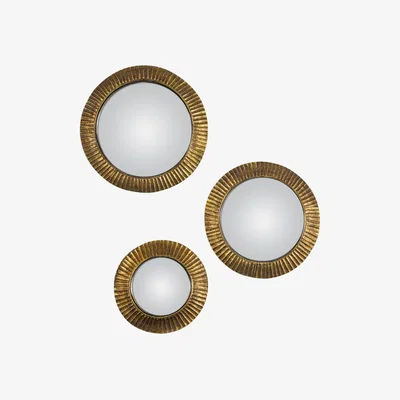 Olivia's Gallery Interiors Set of 3 Sonam Convex Mirror Bronze