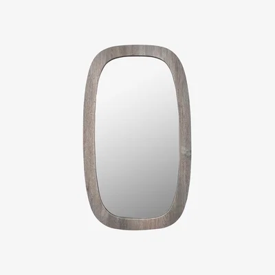 Olivia's Olivia's Lesha Oak Vaneer Squoval Wall Mirror in Grey