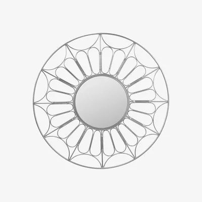 Olivia's Olivia's CoCo Metal Cane Effect Frame Round Wall Mirror in Silver