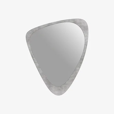 Olivia's Libra Martin Iron Framed Abstract Wall Mirror Brushed Grey Finish Small