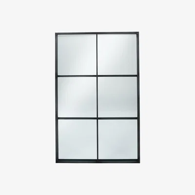 Olivia's Olivia's Metal 6 Section Rectangular Wall Mirror in Dark Grey