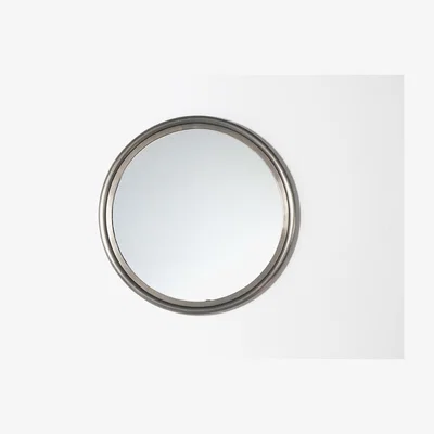 Perch and Parrow Morgan Round Wall Mirror in Old Silver