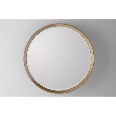 Perch and Parrow Garret Oak Round Wall Mirror, Small