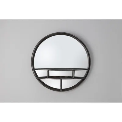 Perch and Parrow Morris Round Mirror in Bronze