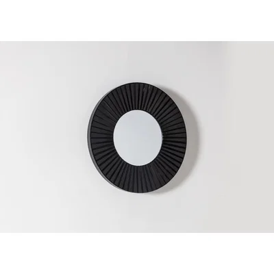 Perch and Parrow Nova Round Wall Mirror in Black