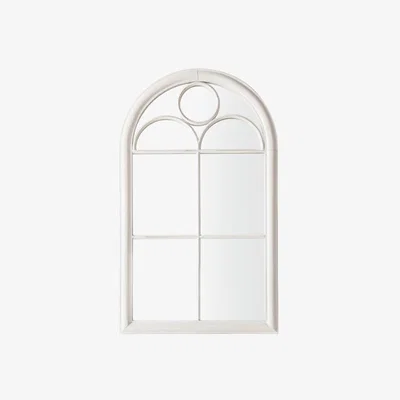 Perch and Parrow Oriel Outdoor Mirror in White