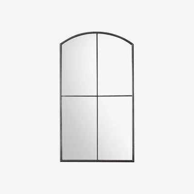 Perch and Parrow Talon Crittal Window Style Arch Mirror in Black