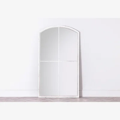Perch and Parrow Arturo White Arch Window Mirror