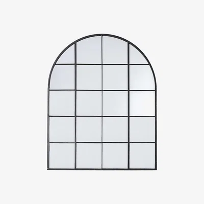 Perch and Parrow Lionel Black Arch Window Mirror