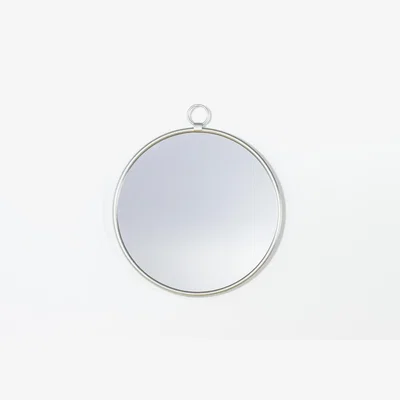 Perch and Parrow Greg Round Hanging Mirror in Silver