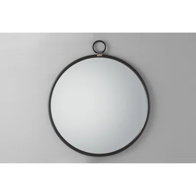 Perch and Parrow Greg Round Hanging Mirror in Black