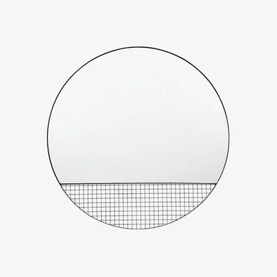 Perch and Parrow Grid Mirror in Black