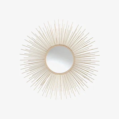 Pagazzi Starburst Gold Metal Round Wall Mirror