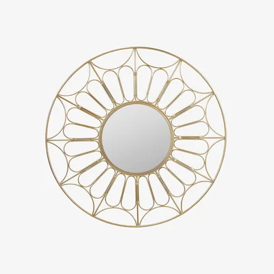 Pagazzi Gold Metal Cane Effect Frame Round Wall Mirror
