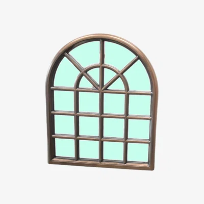 The Range Window Style Arched Wall Mirror With Decorative Glass Brown Black - Brown