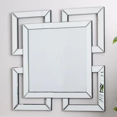 The Range Geo Wall Mirror for Living Room Furniture, Rectangle Wall Mirror In Chrome - Chrome/Silver / 80cm